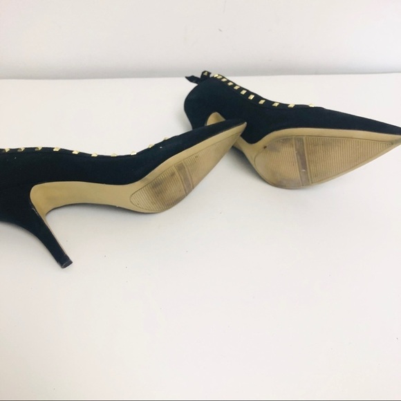 Ellie Black suede heels with gold studs 8.5M‎ - Picture 7 of 8